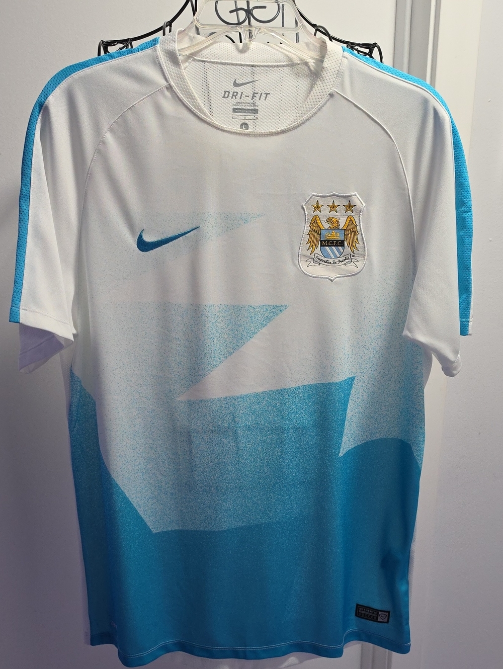 Nike White & Sky Blue Gradient Manchester Dri-FIT Soccer Jersey